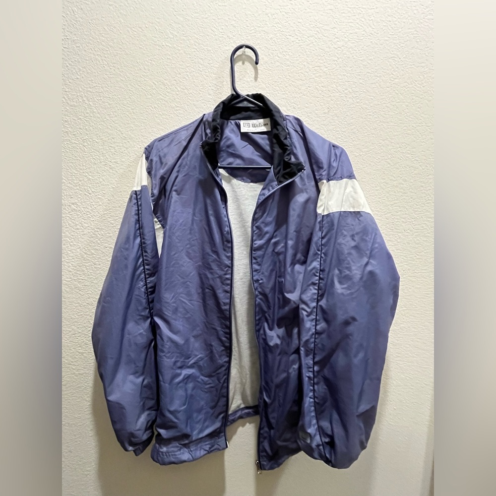 Blue and White Collar Athletic Windbreaker Wilson